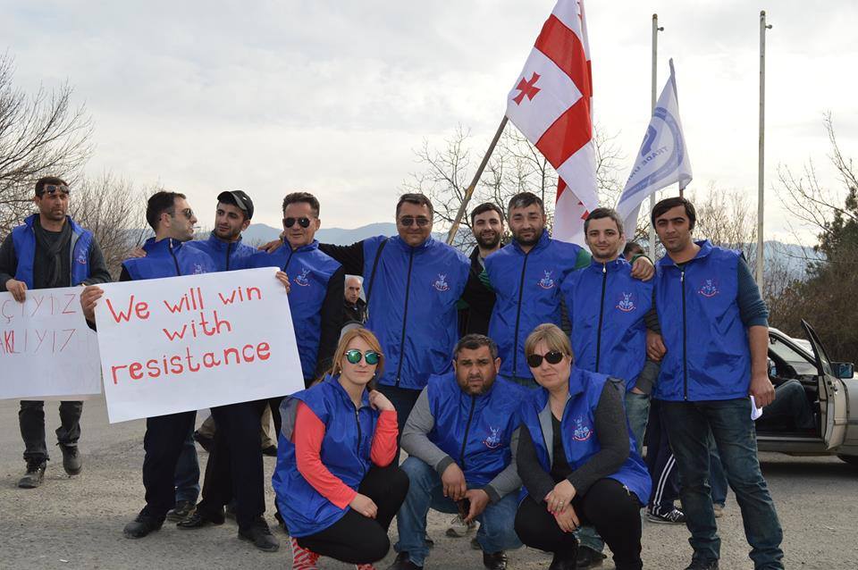 TUMMCIWG activists at Ksani glass container factory in Georgia
