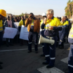 Rio Tinto workers protesting agains surveillance tactics by the company