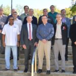 Attending the recent Joint Global Health and Safety Council meeting at ArcelorMittal Burns Harbor were (bottom row, from left): Rony Schatteman, ArcelorMittal Gent; Osvair Antonio De Oliveira Diniz, CNM/CUT Brazil; Henri Blaffart, ArcelorMittal; Steve Thompson, ArcelorMittal USA; Adam Lee, IndustriALL; Mike Dwyer, ArcelorMittal Mining; (center row from left): Bruno Borba, ArcelorMittal Tubarao; Robin Paulmier, ArcelorMittal; Sherman Crowder, USW; Brian Kohler, IndustriALL; Michael Bach, IG Metall; (top row, from left): Brian Wagner, ArcelorMittal USA; Tom Hargrove, USW; Gary Bender, USW; and Ludek Lucan