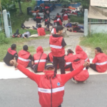 Port workers strike in Lampung province on 13 June.