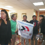 Constramet delivering a letter demanding ratification of C176 to the Chilean Labour Minister.