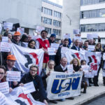 IndustriALL staff and affiliates from Dutch trade union FNV show solidarity with USW oil workers. Source: IndustriALL